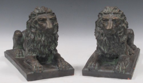 Lot 55 - A pair of bronzed terracotta models of...