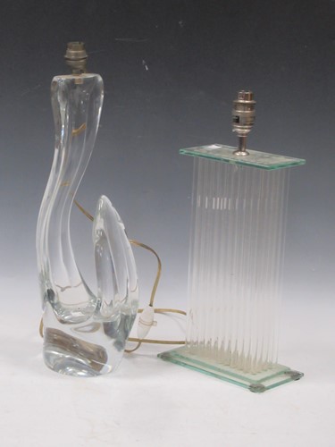 Lot 48 - A French sculptural glass table lamp and...