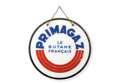 Lot 135 - A mid-century Primagaz Le Butane Francais circular mirrored sign