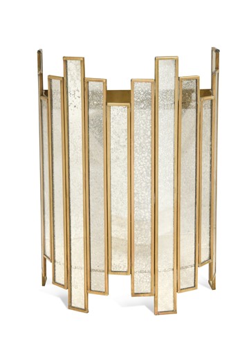 Lot 133 - A set of four brass and mirrored glass wall light shades