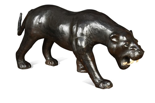 Lot 132 - A large leather covered Panther