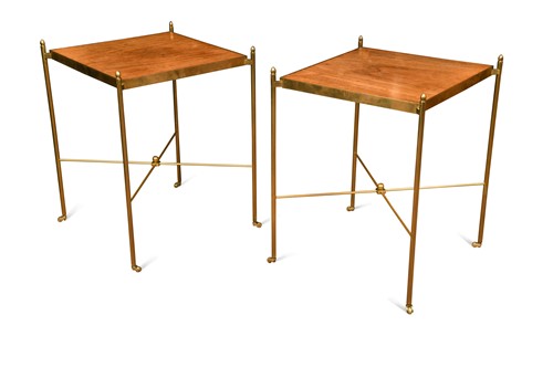 Lot 281 - A pair of mid-century teak and brass side tables