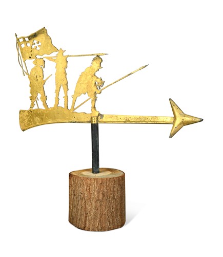 Lot 669 - A gilt metal weather vane depicting the three musketeers