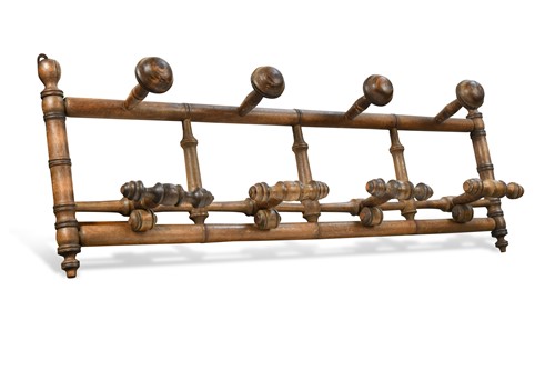 Lot 227 - A turned beech pullman style hat and coat rack, circa 1930