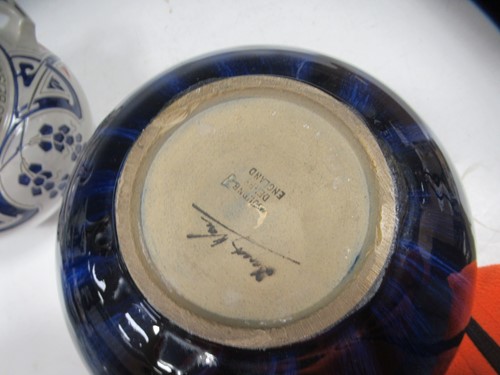 Lot 72 - A Bourne Denby two handled blue glaze vase,...