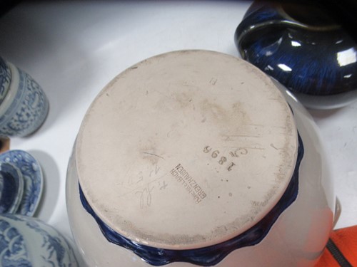 Lot 72 - A Bourne Denby two handled blue glaze vase,...
