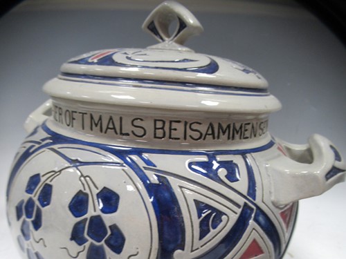 Lot 72 - A Bourne Denby two handled blue glaze vase,...