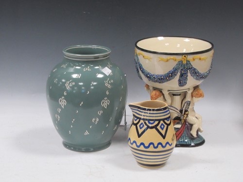 Lot 72 - A Bourne Denby two handled blue glaze vase,...