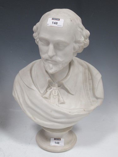 Lot 148 - A Parian Bust of Shakespeare, probably by J &...