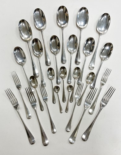 Lot 608 - A 49-piece harlequin set of Victorian and later silver flatware with 6 additions