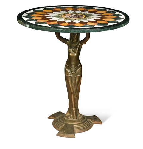 Lot 600 - A specimen topped table with cast iron base, 20th century