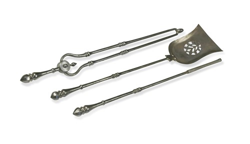 Lot 591 - A set of George III polished steel fire irons