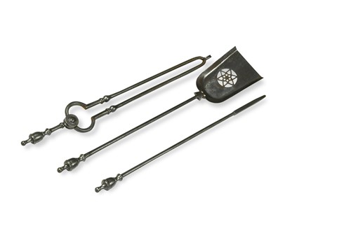 Lot 608 - A set of George III polished steel fire irons