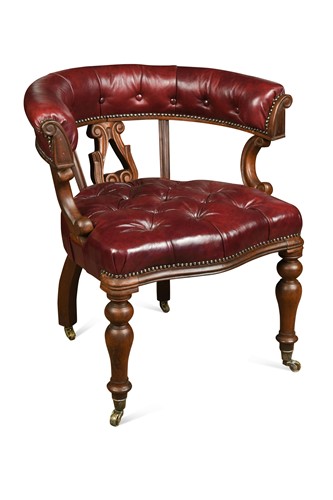Lot 761 - A Victorian brass studded leather desk chair