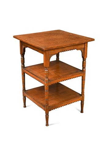 Lot 208 - An Aesthetic period oak three-tier side table