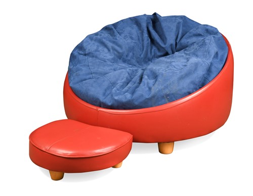 Lot 299 - A red leatherette chair and ottoman