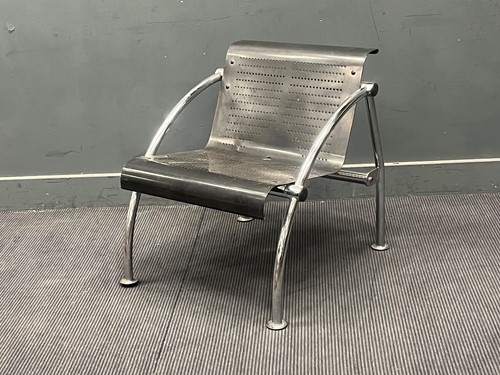 Lot 446 - A modern steel Waiting Room type chair 70 x 85...