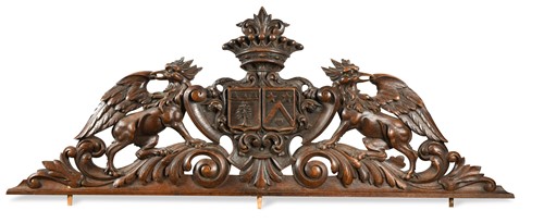 Lot 415 - A carved heraldic over door, 19th century