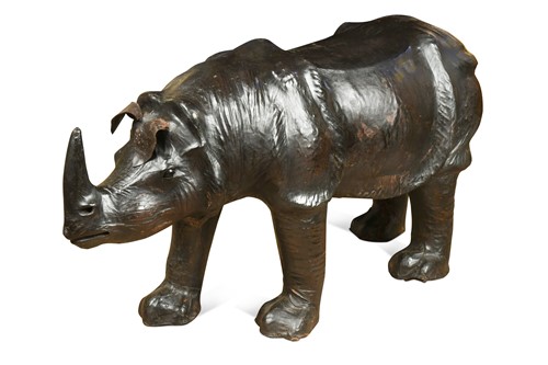 Lot 130 - A large scale leather covered Rhino