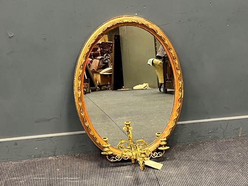 Lot 808 - A late Victorian oval gilt girandole mirror,...