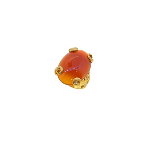 Lot 54 - A cornelian and diamond set ring