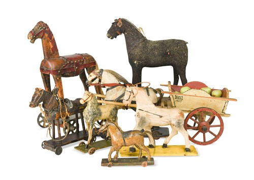 Lot 463 - A group of eight naive models of horses, late 19th/early 20th century