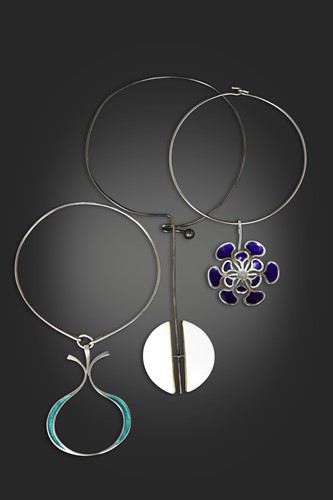 Lot 185 - Agnete Dinesen for Anton Michelsen, a Danish silver and enamel necklace