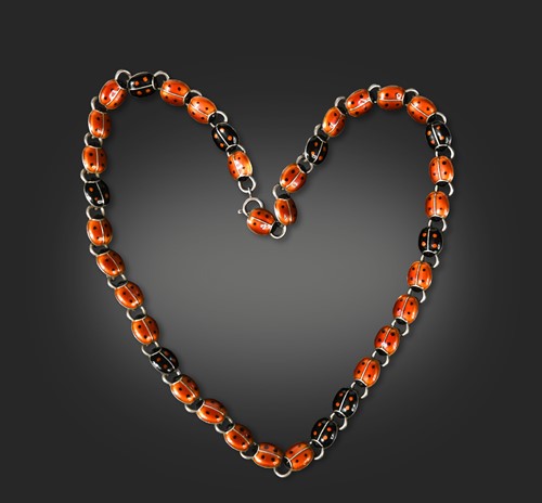 Lot 183 - Anton Michelsen, a Danish metalware and enamel ladybird necklace