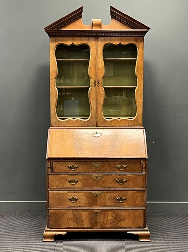 Lot 707 - A Victorian walnut bureau bookcase 221 x 102 x...