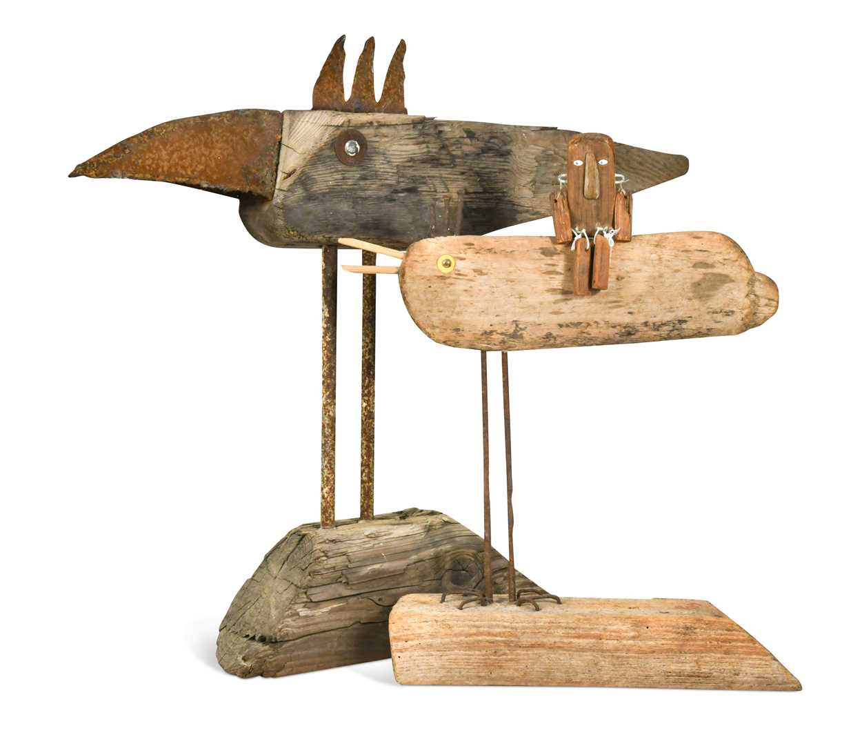 Lot 99 - Tom Karen, a driftwood and steel sculpture of