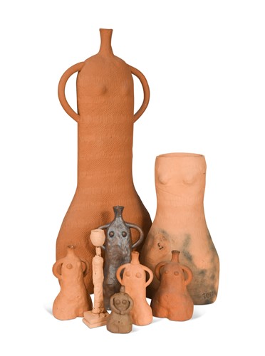 Lot 100 - Tom Karen, a group of eight assorted terracotta models of the female form