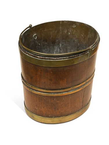 Lot 442 - A George III mahogany brass bound peat bucket