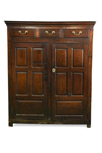 Lot 414 - An oak food cupboard, 18th century