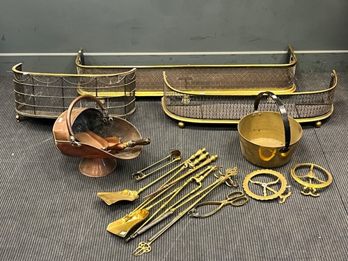 Lot 730 - A Victorian copper helmet shaped coal scuttle...