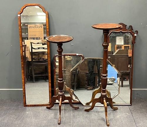 Lot 699 - Two Edwardian walnut jardiniere stands tallest...