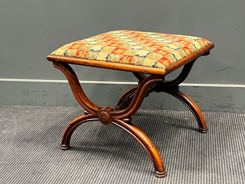 Lot 650 - A Victorian simulated rosewood X-frame stool...