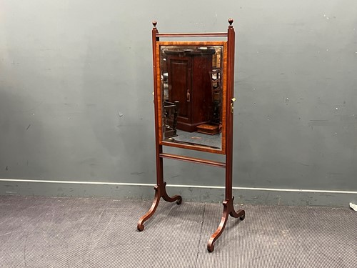 Lot 695 - A George IV mahogany cheval mirror with...
