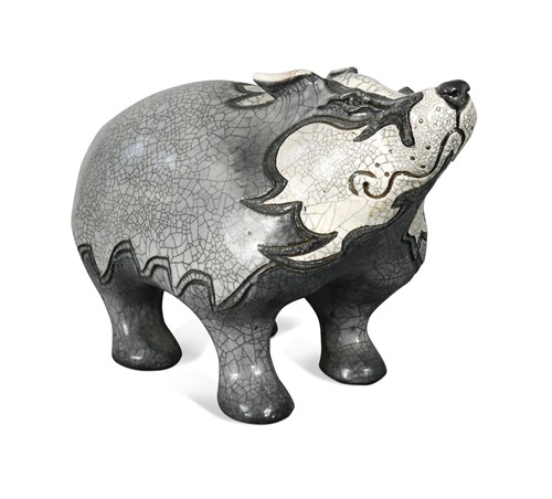 Lot 70 - Jennie Hale (b. 1956), a large raju glazed model of a Badger