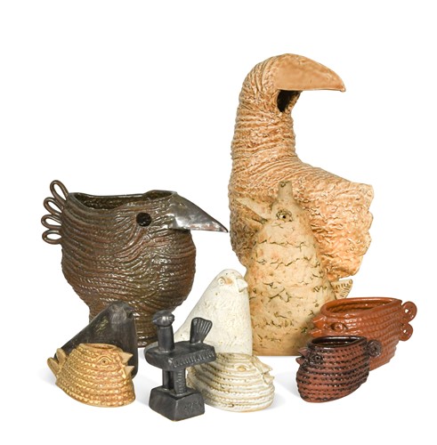 Lot 103 - Tom Karen, a group of ten glazed bird models