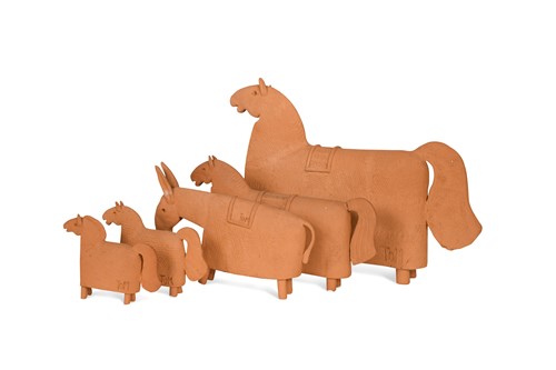 Lot 101 - Tom Karen, a group of four terracotta horse models