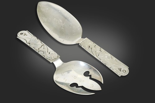Lot 189 - A pair of Danish metalwares servers