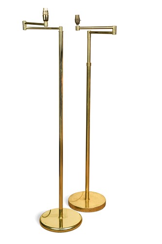 Lot 293 - A brass floor standing articulated reading lamp by Hansen, USA, circa 1970