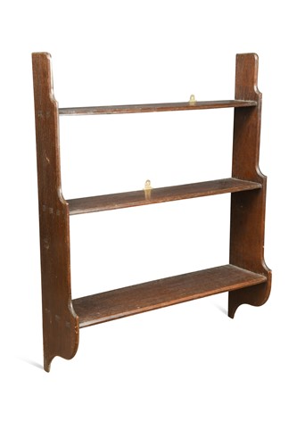 Lot 222 - A set of Arts & Crafts oak hanging shelves, late 19th century