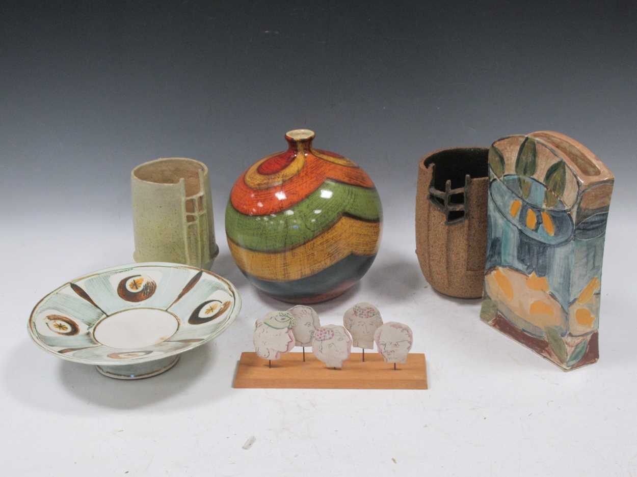 Lot 21 - A modern ovoid vase decorated with coloured...