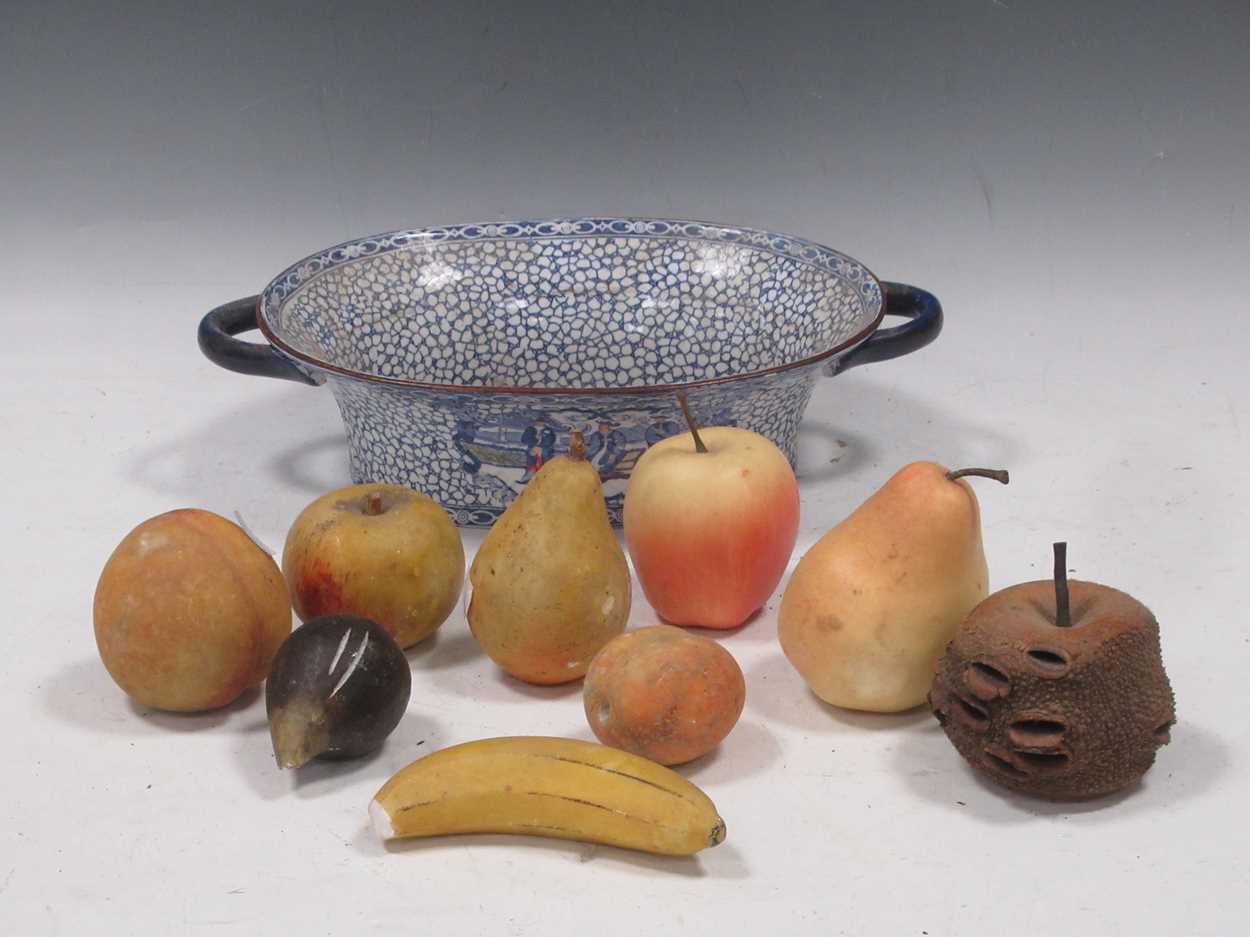 Lot 18 - A collection of wax and painted marble fruit...