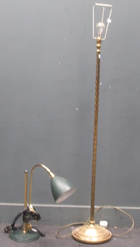 Lot 792 - A modern swirled brass standard lamp on...