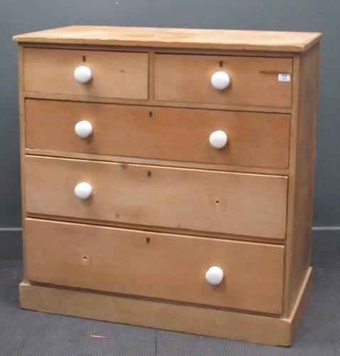 Lot 795 - A Victorian stripped pine chest of drawers,...
