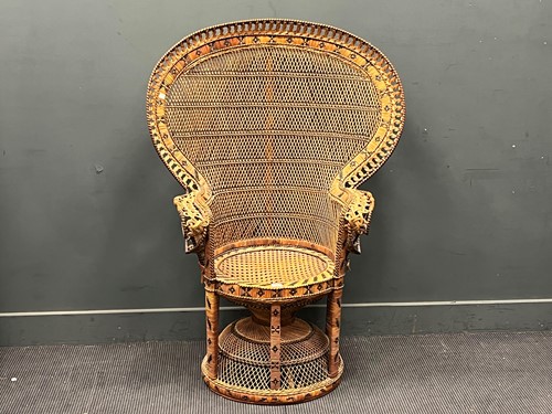 Lot 791 - A 1970s rattan and caned Peacock chair, 135cm...
