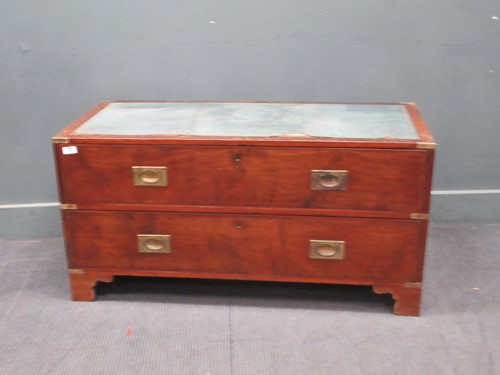 Lot 799 - A 19th century campaign chest section of two...