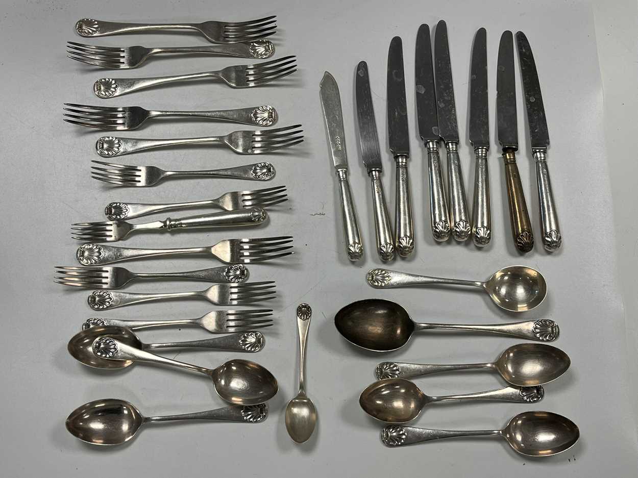 Lot 380 - A set of silver cutlery and flatware including...